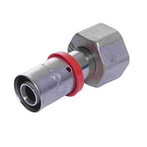 Straight press fitting with swivel nut