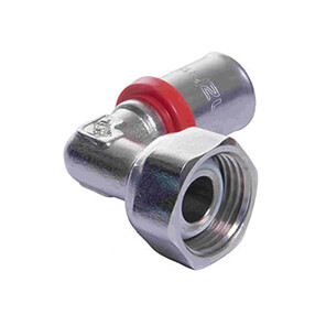 Press fitting elbow with swivel nut