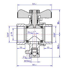 Кран MVI 3/4`` x 9 мм для подключения термодатчика, бабочка