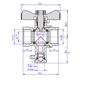 Кран MVI 1/2`` x 9 мм для подключения термодатчика, бабочка