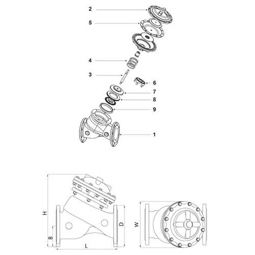 Угловой регулятор давления «до себя» с пилотным управлением АСТА серии Р03/03