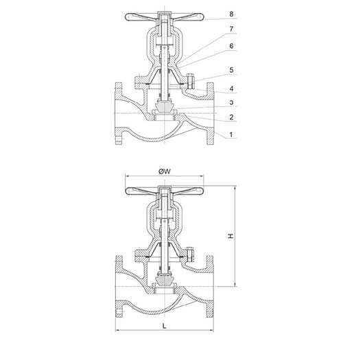 Вентиль запорный с сильфонным уплотнением АСТА В323